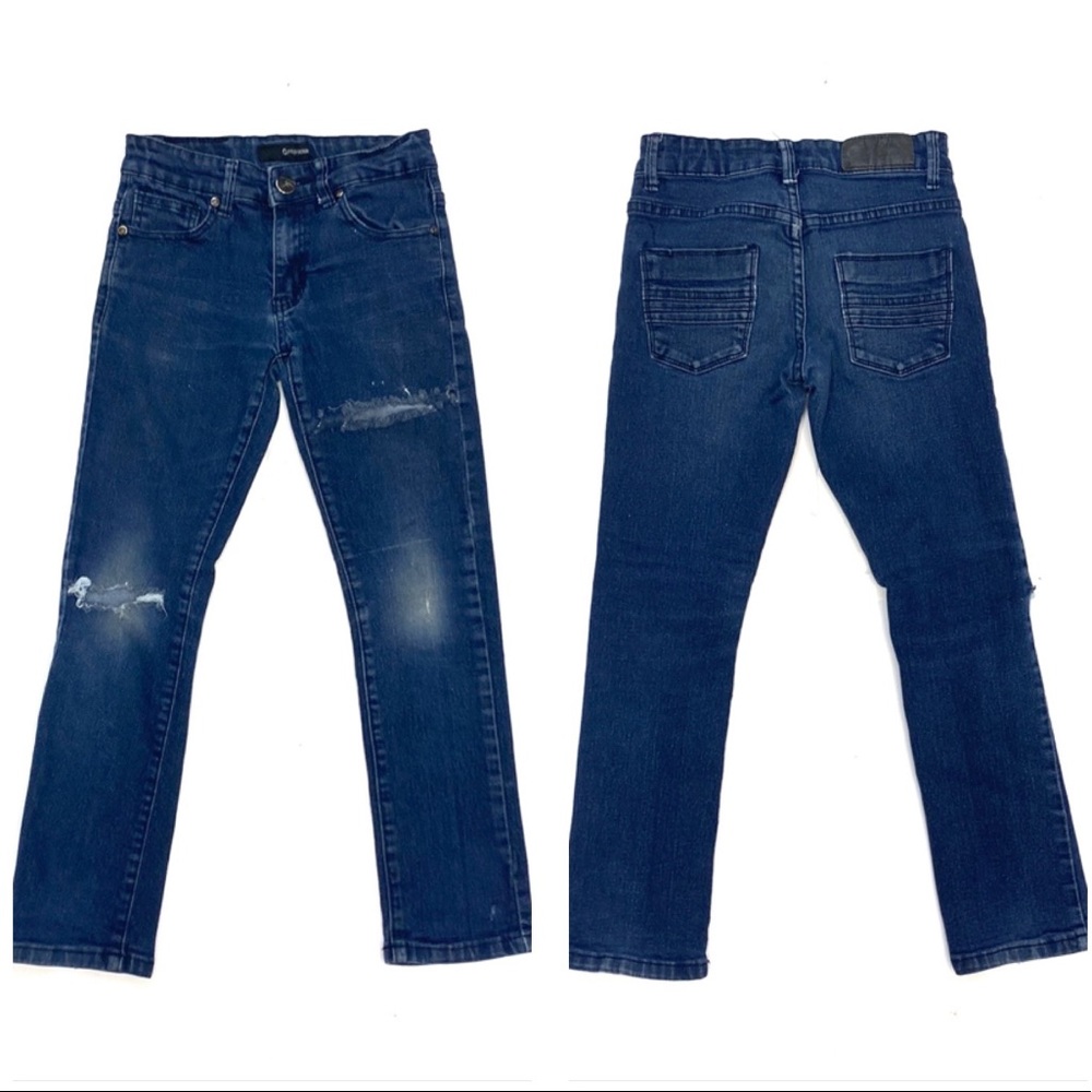 Fred Denim Youth Girls Shredded & Distressed Denim Blue Jeans